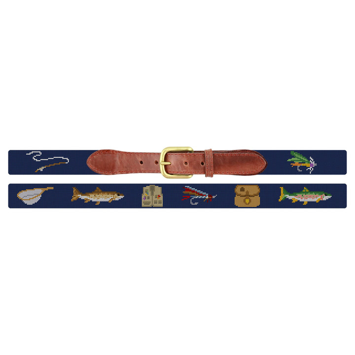Smathers and Branson Needlepoint Fly Fishing Belt: Classic Navy