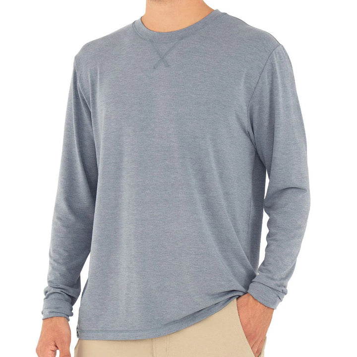 Free Fly Men's Bamboo Flex Long Sleeve: Heather Blue Dusk