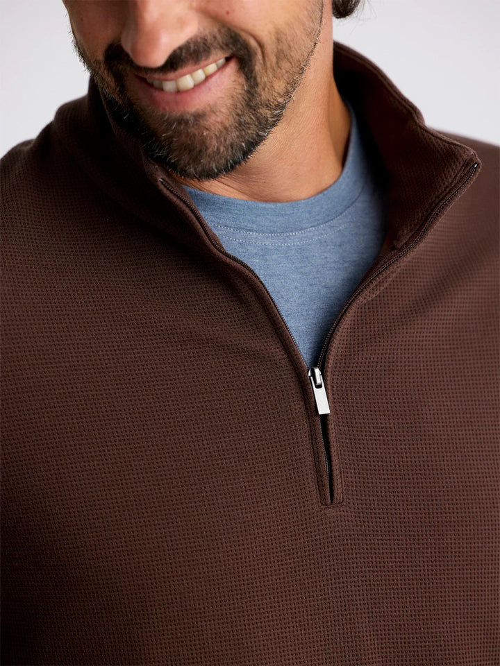 Free Fly Men's Waffle Quarter ZIp: Chestnut