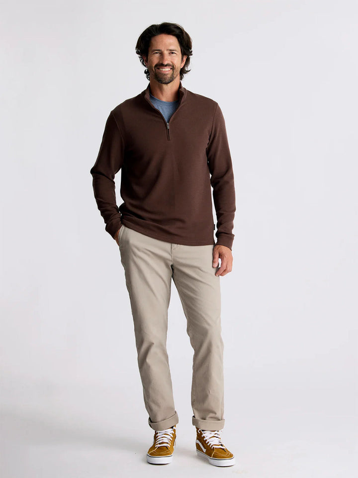 Free Fly Men's Waffle Quarter ZIp: Chestnut