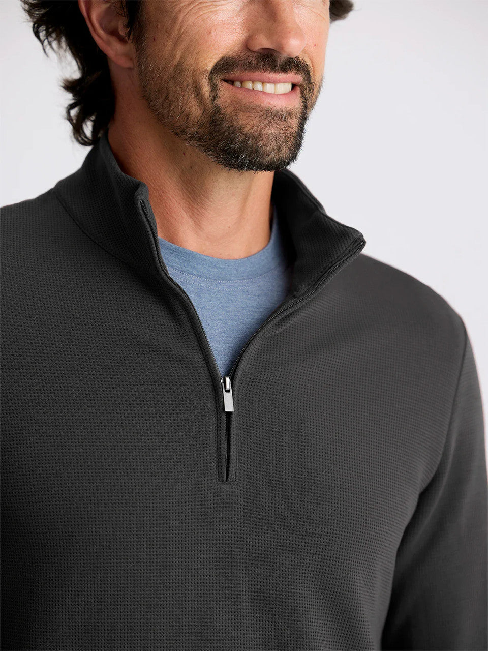 Free Fly Men's Waffle Quarter ZIp: Midnight