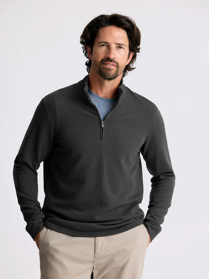 Free Fly Men's Waffle Quarter ZIp: Midnight