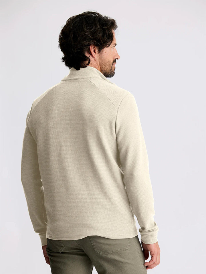 Free Fly Men's Waffle Quarter ZIp: Sandstone