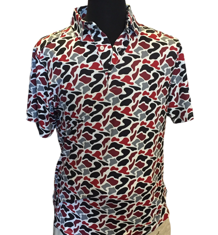 Craig Reagin Retro Camo Print Polo: Garnet