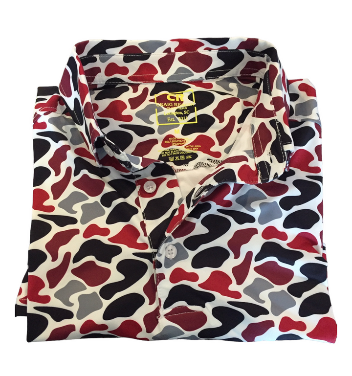 Craig Reagin Retro Camo Print Polo: Garnet