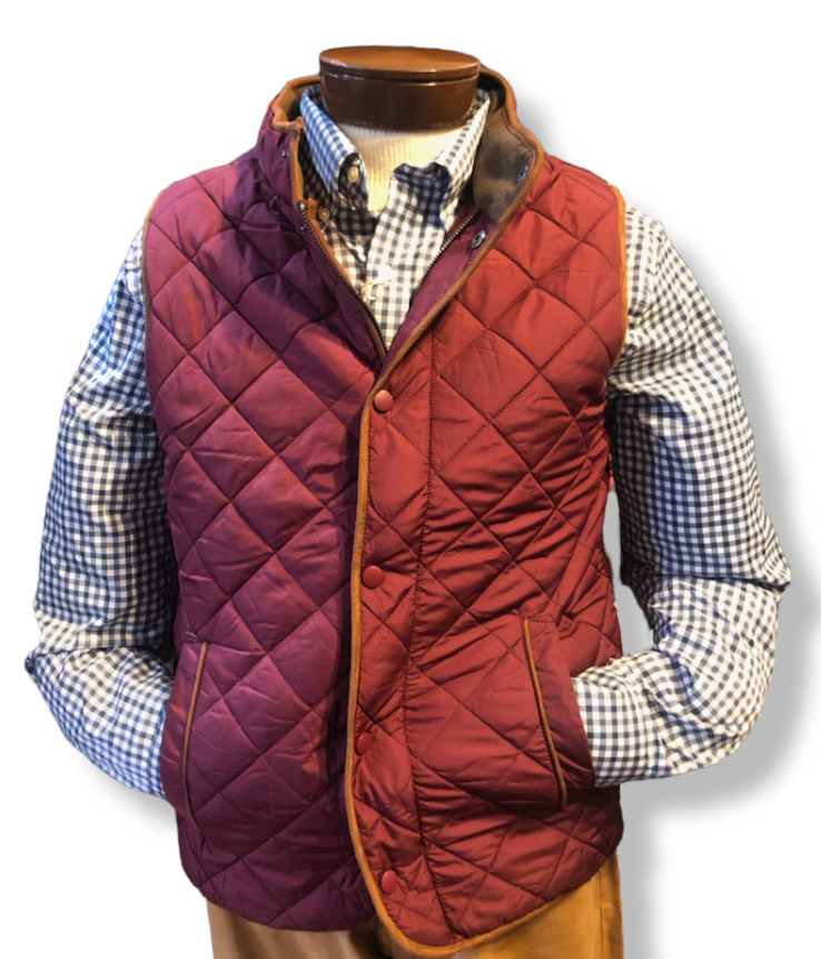 Craig Reagin Quilted Fleece Lined Vest: Burgundy