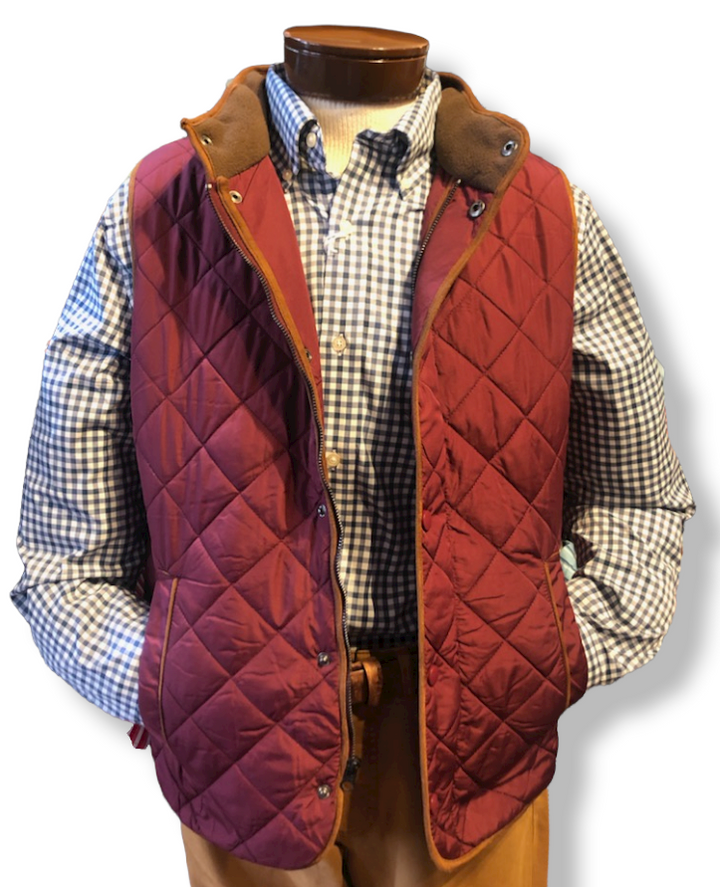 Craig Reagin Quilted Fleece Lined Vest: Burgundy