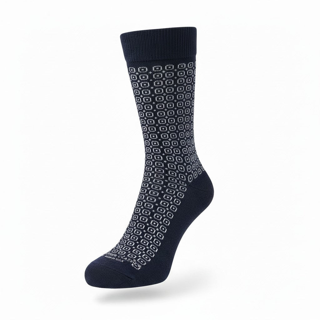 Dapper Classics Navy/ash/sky Blue Circle and Dot Sock