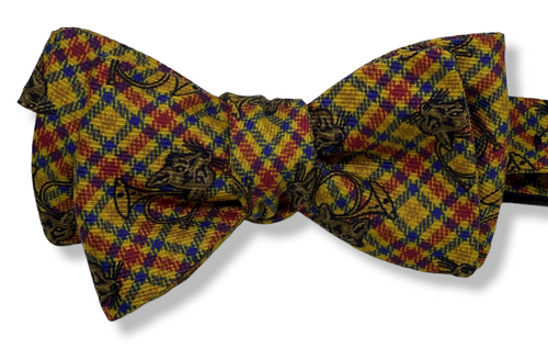 R Hanauer Gold Fox & Horn Bow Tie