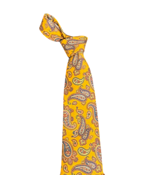 Seaward and Stearn Washed Silk Paisley Tie: Gold