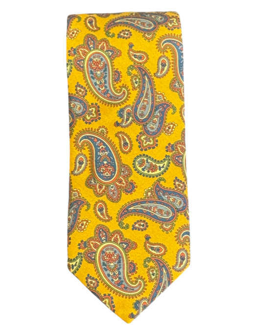 Seaward and Stearn Washed Silk Paisley Tie: Gold