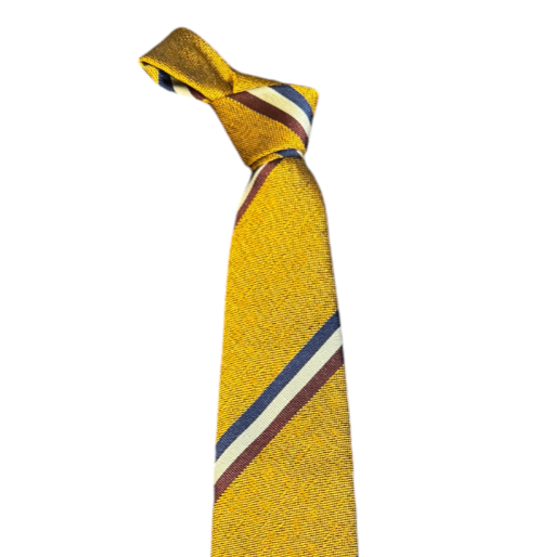 Seaward and Stearn Silk Bold Stripe Tie: Gold with Red/White/Blue