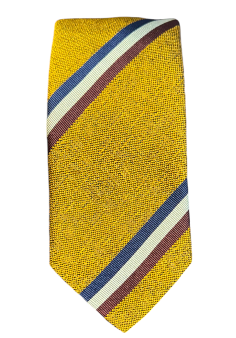 Seaward and Stearn Silk Bold Stripe Tie: Gold with Red/White/Blue