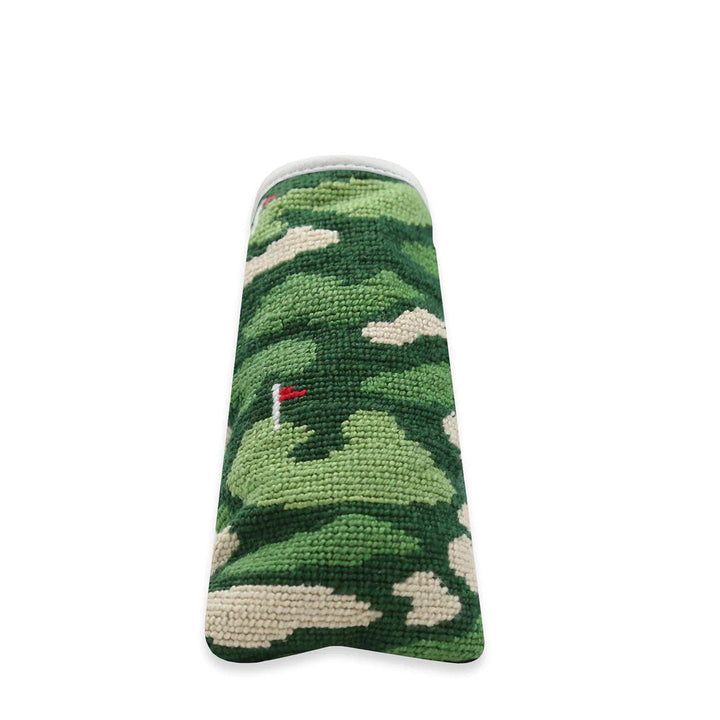 Smathers and Branson Needlepoint Putter Cover: Golfer's Camo with Hunter Green Leather