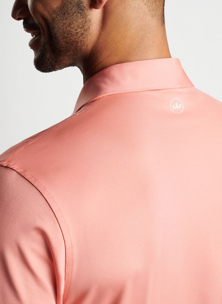 Peter Millar Solid Performance Jersey Polo (Sean Self Collar): Grapefruit