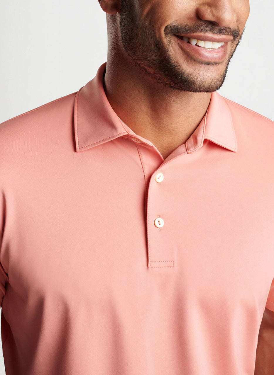 Peter Millar Solid Performance Jersey Polo (Sean Self Collar): Grapefruit