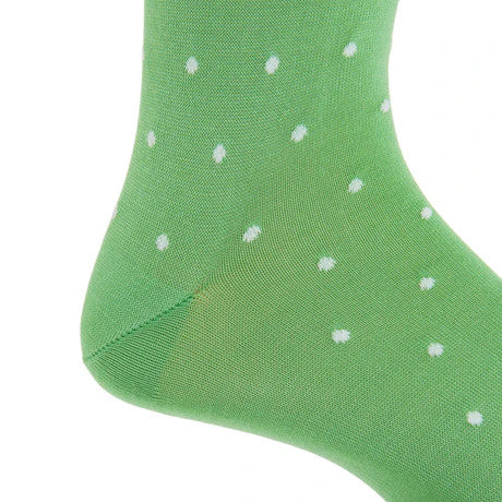 Dapper Classic Grass Green with White Dot Cotton Sock Linked Toe