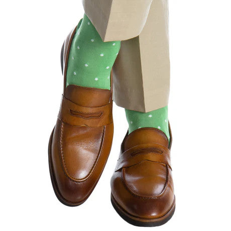 Dapper Classic Grass Green with White Dot Cotton Sock Linked Toe