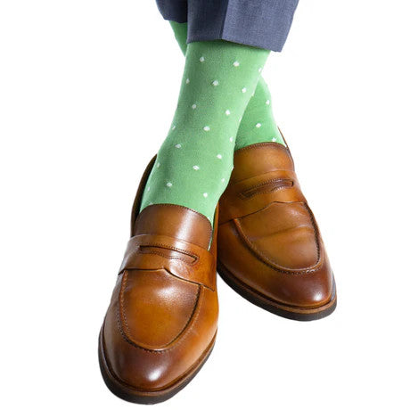 Dapper Classic Grass Green with White Dot Cotton Sock Linked Toe