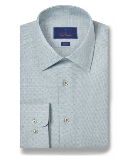 David Donahue Micro Dobby Dress Shirt: Grass and Blue