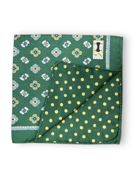 R. Hanauer Green Sequoia Foulards Pocket Square