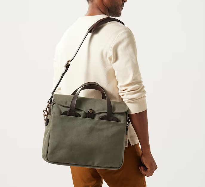 Filson Rugged Twill Original Briefcase: Otter Green