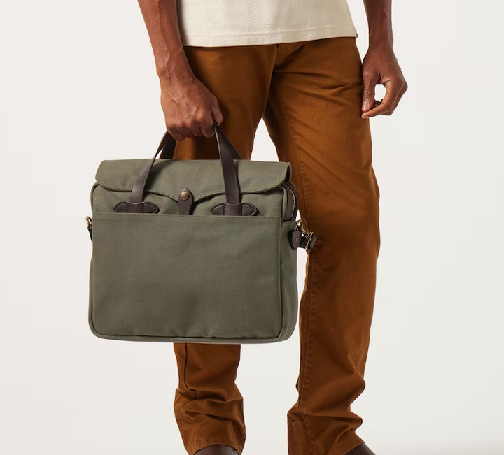 Filson Rugged Twill Original Briefcase: Otter Green