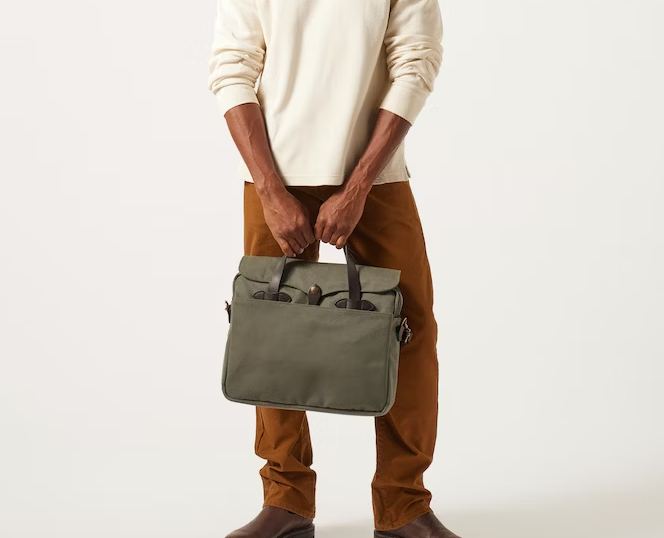 Filson Rugged Twill Original Briefcase: Otter Green