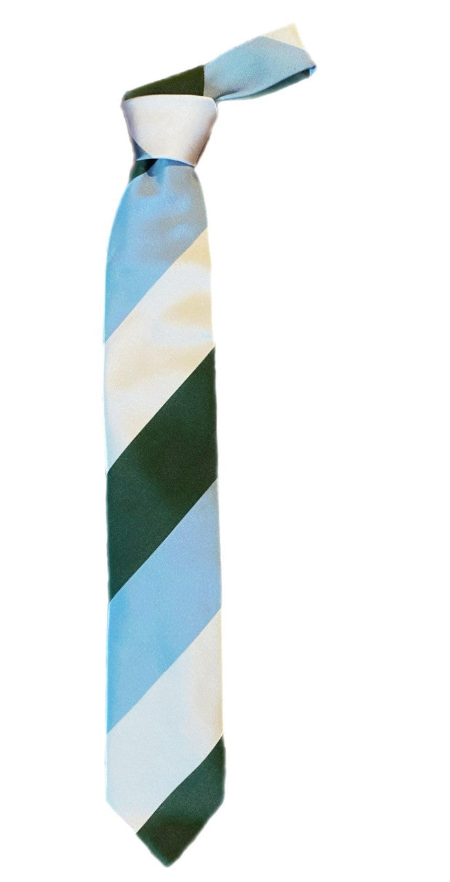 Seaward and Stearn Light Blue/Green/White Wide Stripe Tie