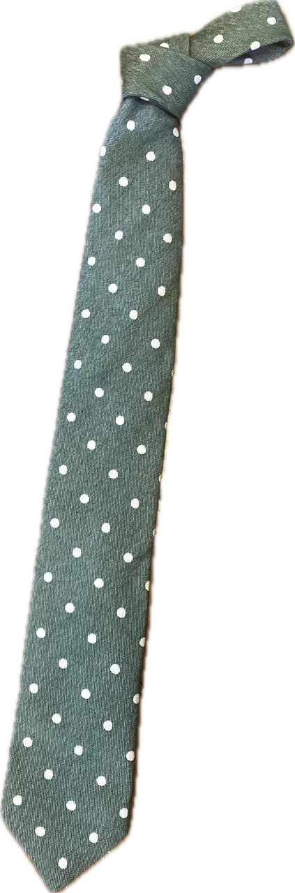 Seaward and Stearn Linen Polka Dot Tie: Green