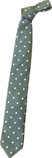 Seaward and Stearn Linen Polka Dot Tie: Green