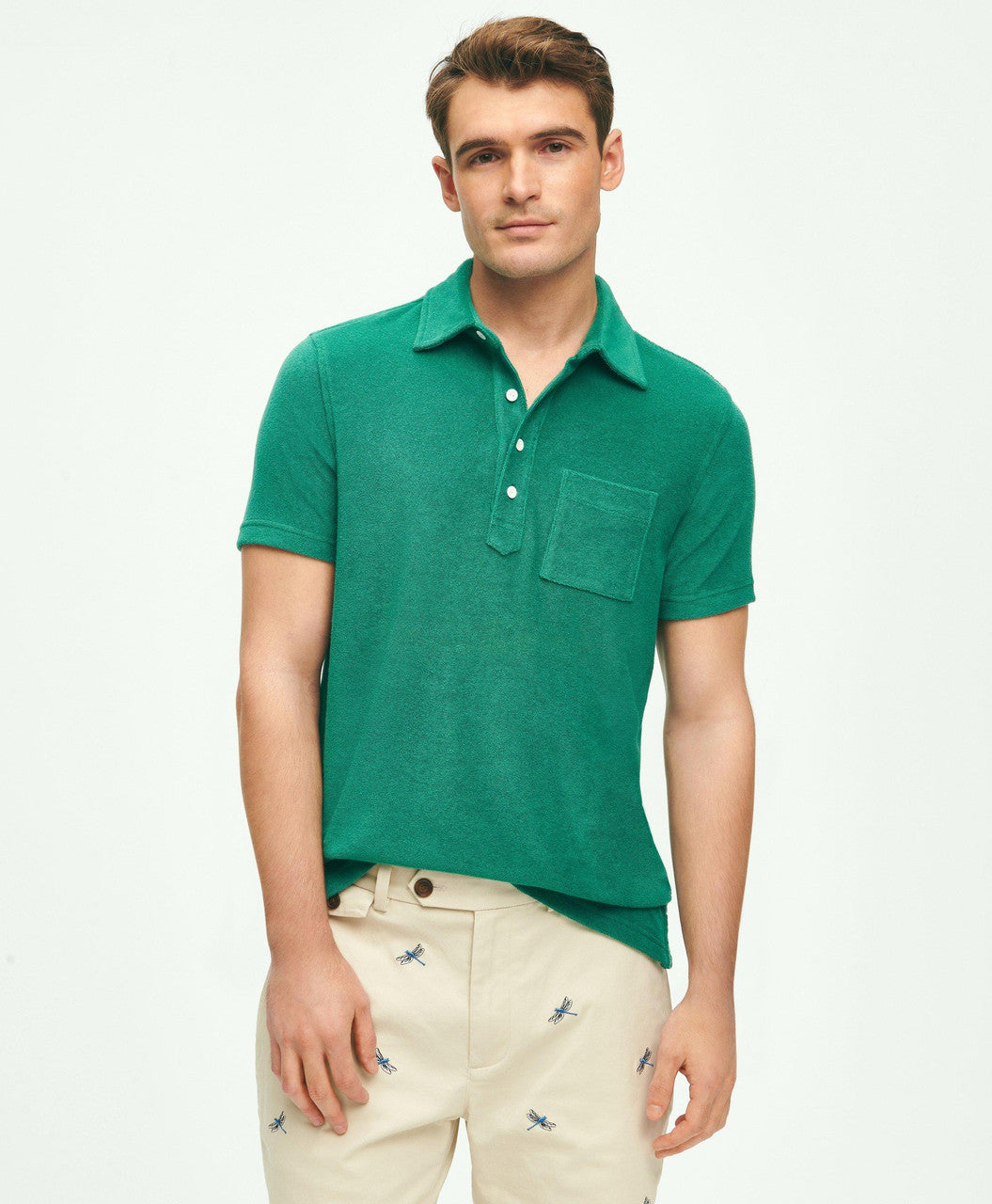 Brooks Brothers Polo Shirt in Cotton Terrycloth: Green