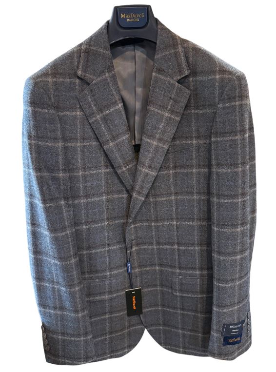 MaxDavoli by MaxMan Grey Windowpane Soft Coat