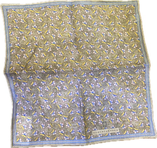 Robert Jensen Grey Flower Linen Pocket Square