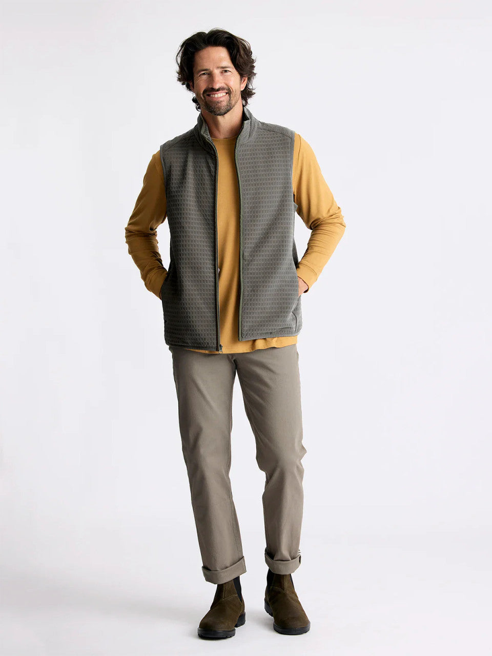 Free Fly Men's Gridback Fleece Vest: Dark Olive