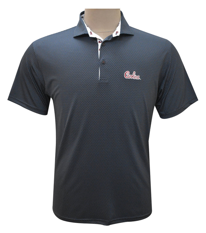 Horn Legend University of South Carolina Charcoal Checkers Polo: Carolina Script