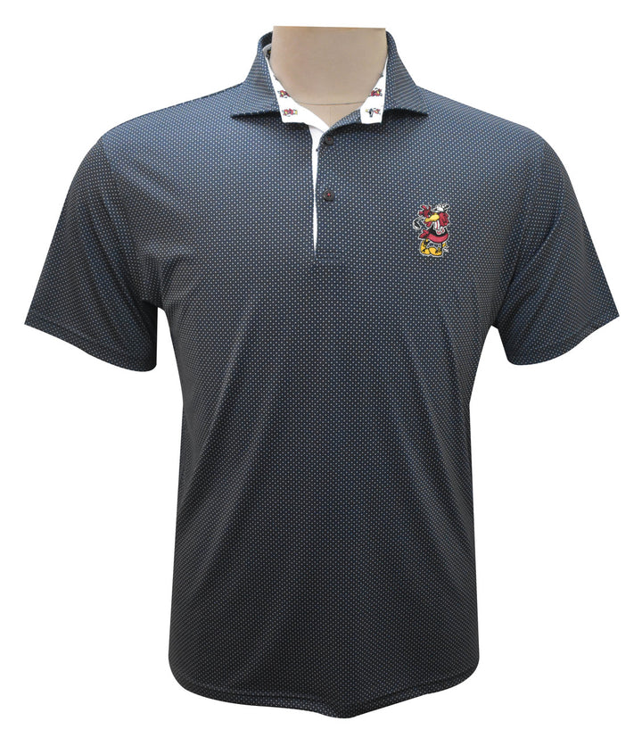 Horn Legend University of South Carolina Charcoal Checkers Polo: Swinging Cocky