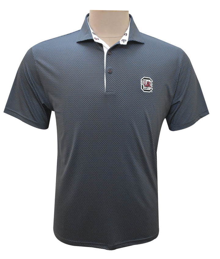 Horn Legend University of South Carolina Charcoal Checkers Polo: Block "C"