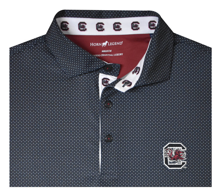 Horn Legend University of South Carolina Charcoal Checkers Polo: Block "C"