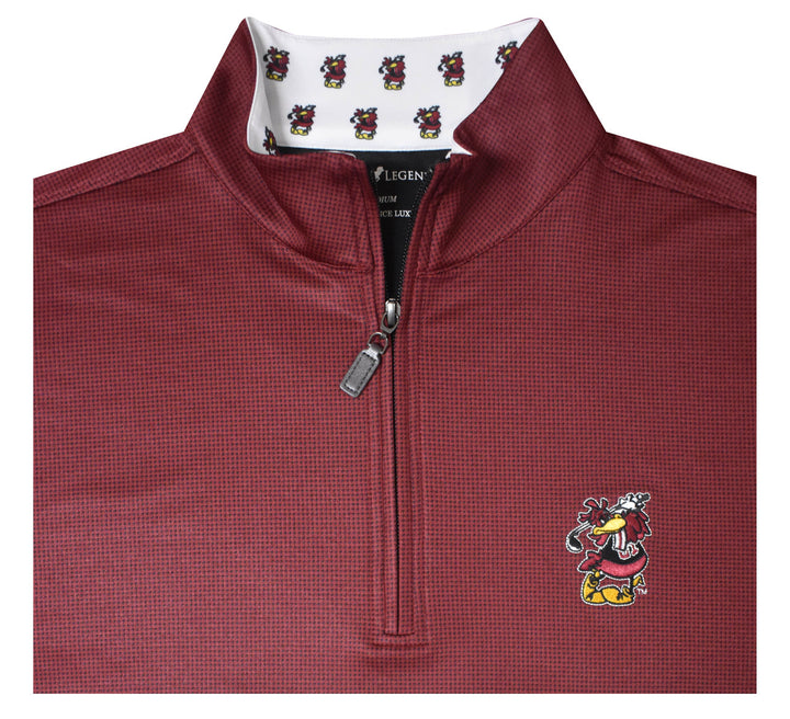 Horn Legend University of South Carolina Houndstooth Garnet/Black Quarter Zip: Swinging Cocky