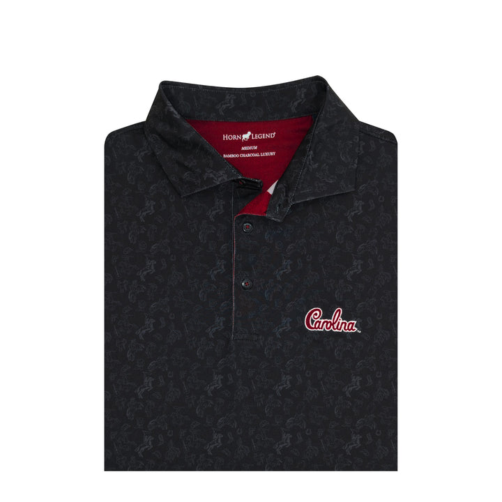 Horn Legend University of South Carolina Cowboy Polo: Black/Charcoal/Garnet