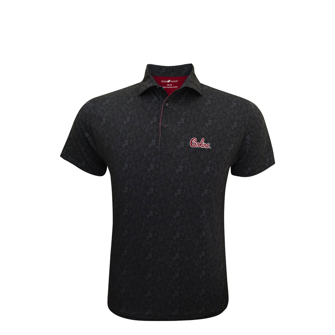 Horn Legend University of South Carolina Cowboy Polo: Black/Charcoal/Garnet