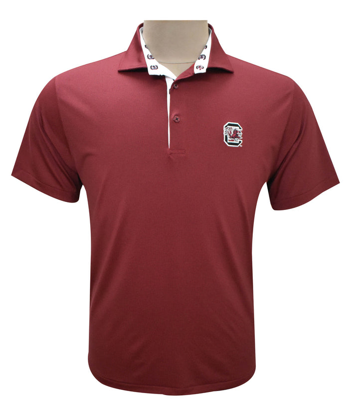 Horn Legend University of South Carolina Houndstooth Garnet/Black Polo: Block "C"