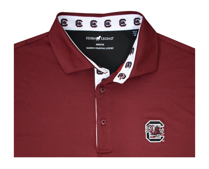 Horn Legend University of South Carolina Houndstooth Garnet/Black Polo: Block "C"