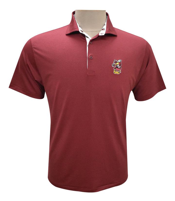 Horn Legend University of South Carolina Houndstooth Garnet/Black Polo:  Swinging Cocky