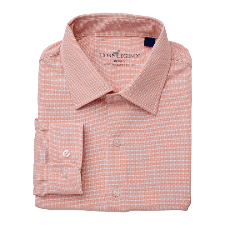Horn Legend Uptown Spread Collar Hidden Button Down Performance Sport Shirt: Apricot