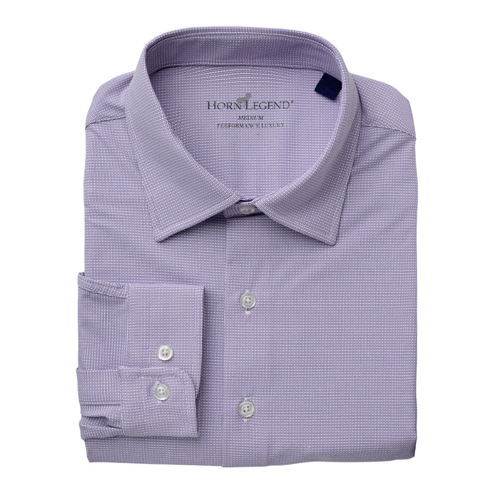 Horn Legend Uptown Spread Collar Hidden Button Down Performance Sport Shirt: Augergine