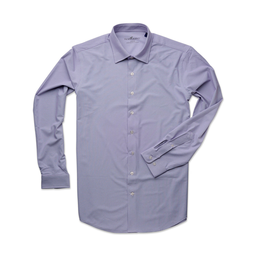 Horn Legend Uptown Spread Collar Hidden Button Down Performance Sport Shirt: Augergine
