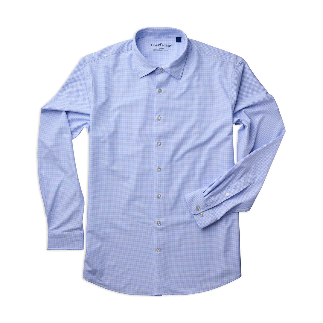 Horn Legend Galleria Spread Collar Hidden Button Performance Sport Shirt: Serenity