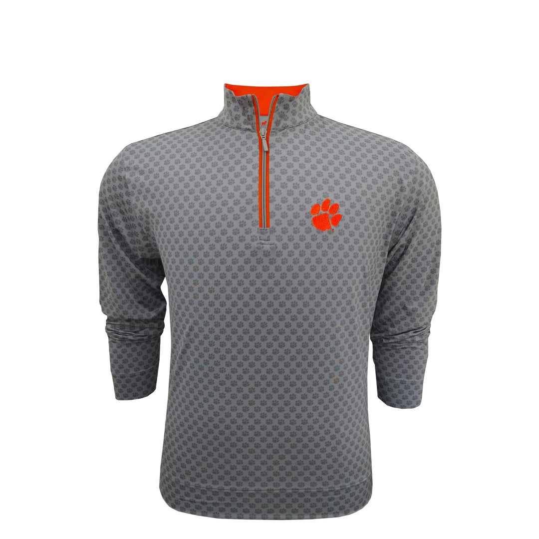 Horn Legend Clemson University Paw Print 1/4 Zip Pullover: Grey